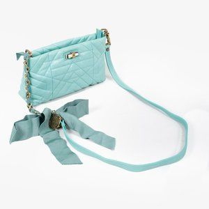 Lanvin Quilted Teal Leather Happy Crossbody Handbag